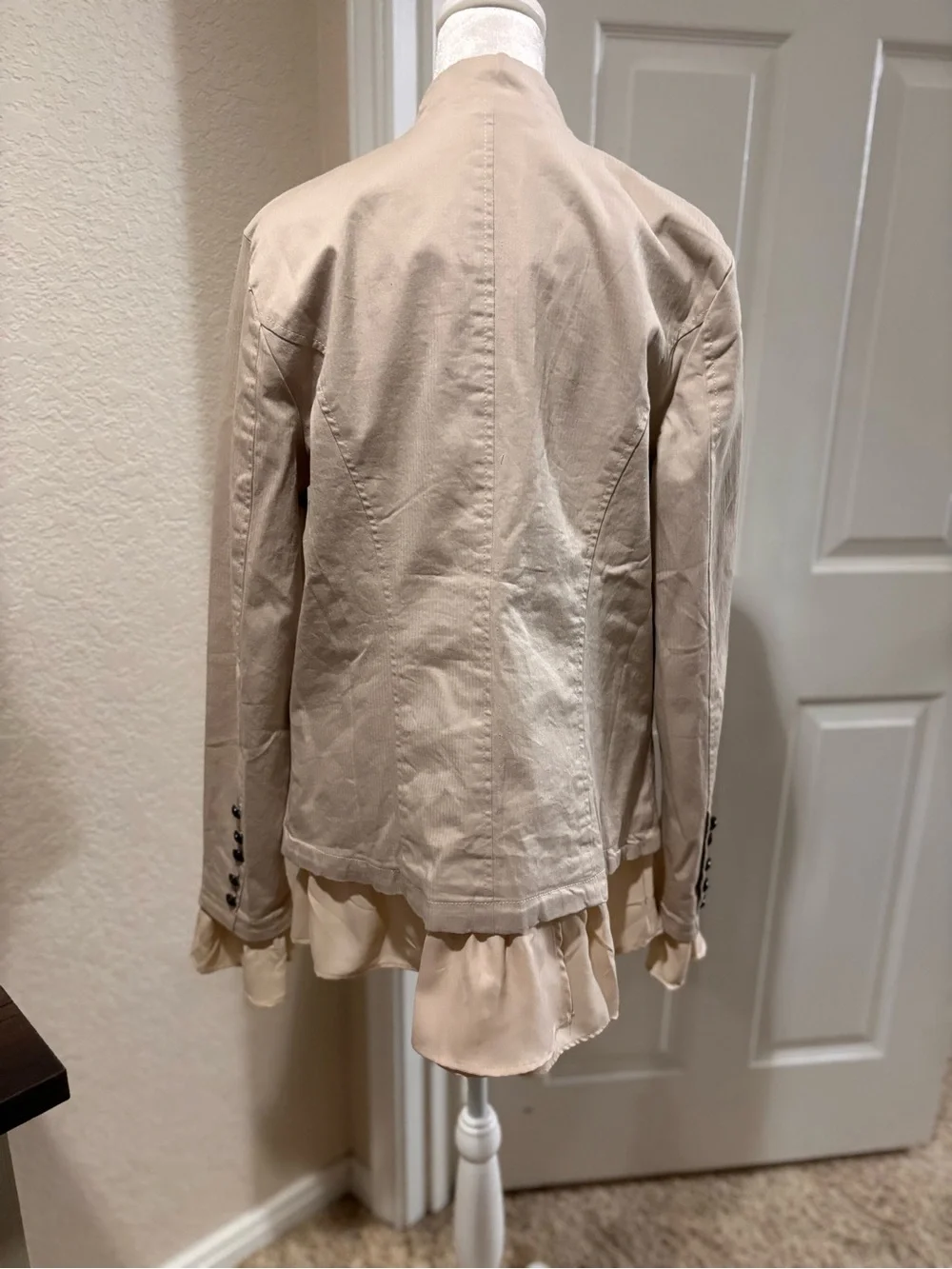 Free People Beige Layered Button-Front Blazer